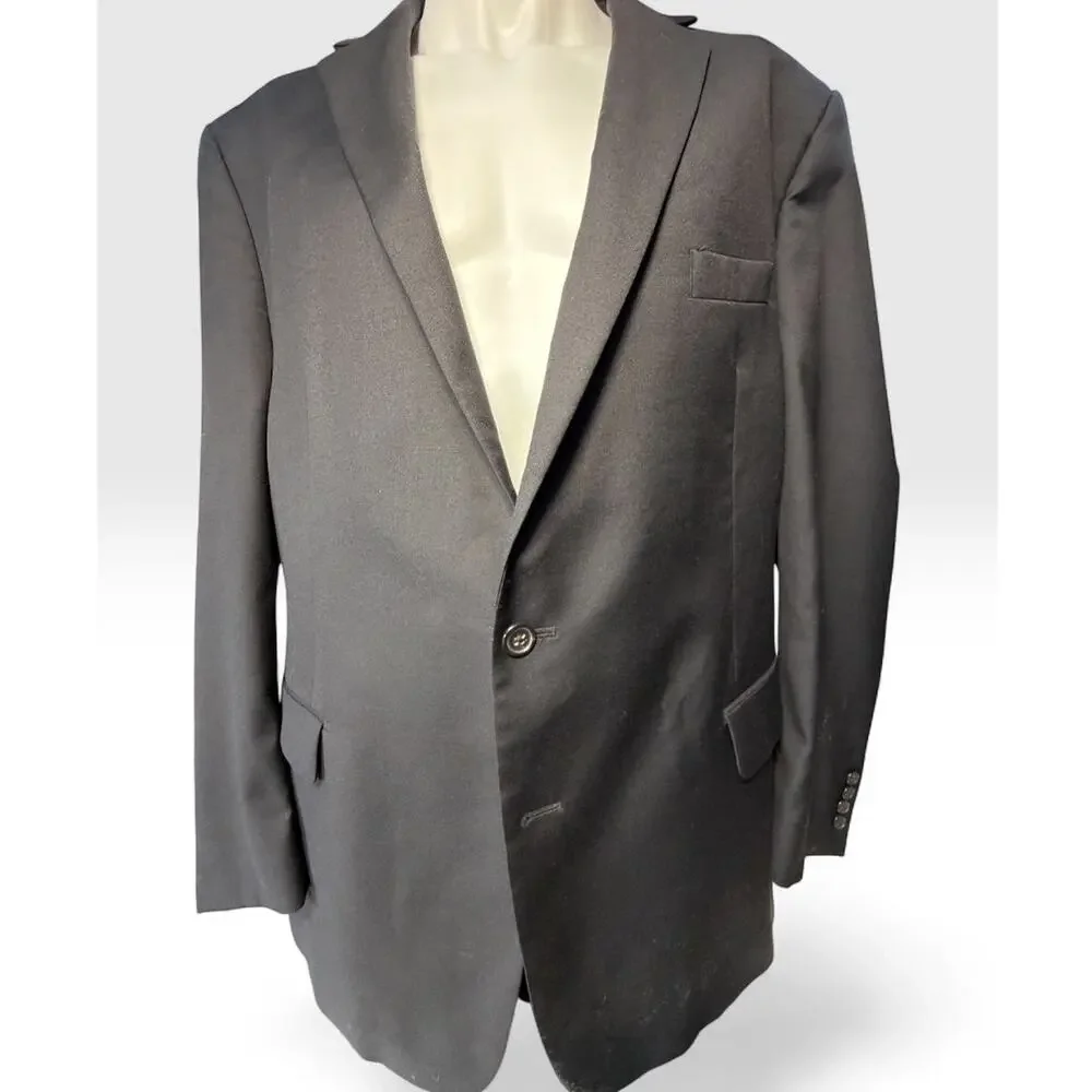 Lauren Ralph Lauren Mens 48L Black Wool Blend Sport Coat Stretch Blazer